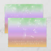 Werden Sie Bridesmaid Dandelion Lila Mint Ombre Postkarte (Vorne/Hinten)