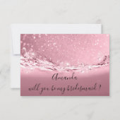 Werden Sie Bridesmaid Glitzer Ocean Rose Pink Einladung (Vorderseite)