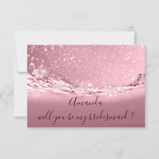 Werden Sie Bridesmaid Glitzer Ocean Rose Pink Einladung (Vorderseite)