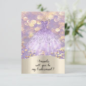 Werden Sie Bridesmaid Glitzer Princess Kleid Lila Einladung (Stehend Vorderseite)