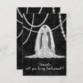 Werden Sie Bridesmaid Schwarz-weißen Kleid Veil Di Einladung (Vorne/Hinten)