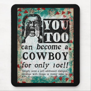 Werden Sie Cowboy - Funny Vintage Ad Mousepad