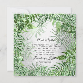 Werden Sie die Bridesmaid Tropischen Glitzer Minze Einladung