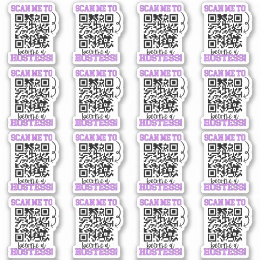 Werden Sie eine Hostess Lila QR Code Small Busines Aufkleber (Vorderseite)