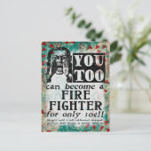Werden Sie Feuerwehrmann - Funny Vintage Ad Postkarte (Stehend Vorderseite)
