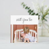 Werden Sie Godparent Baby & Sibling Foto Karte (Stehend Vorderseite)