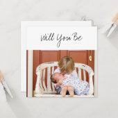 Werden Sie Godparent Baby & Sibling Foto Karte (Vorderseite/Rückseite Beispiel)