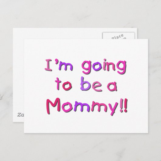 Werden Sie Mami - rosa und Lila Postkarte (Vorne/Hinten)