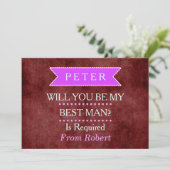 WERDEN SIE MEIN BESTMAN Lila Bändchen-Einladung SE Einladung (Stehend Vorderseite)