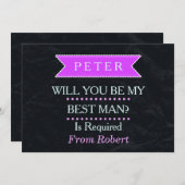 WERDEN SIE MEIN BESTMAN Lila Bändchen SEIN? Einladung (Vorne/Hinten)