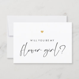 Werden Sie mein Blumen Girl Card Script Gold Herz Einladung