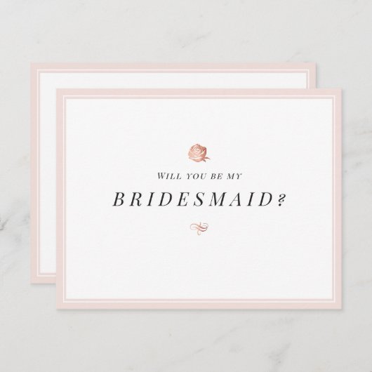 Werden Sie mein Blumenbräuner-Minimalist sein? Einladung (Vorne/Hinten)