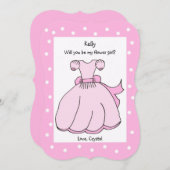 Werden Sie mein Blumenkleid in Rosa sein? Einladung (Vorne/Hinten)