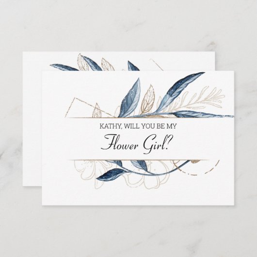 Werden Sie mein Blumenmädchen Blue Gold Moderne se (Vorne/Hinten)