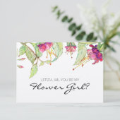 Werden Sie mein Blumenmädchen Boho Pink Floral sei Einladung (Stehend Vorderseite)