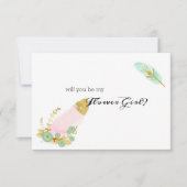 Werden Sie mein Blumenmädchen Boho Pink und Gold F (Vorderseite)