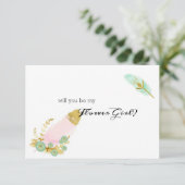 Werden Sie mein Blumenmädchen Boho Pink und Gold F (Stehend Vorderseite)