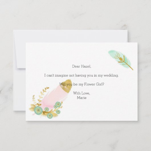 Werden Sie mein Blumenmädchen Boho Pink und Gold F (Rückseite)