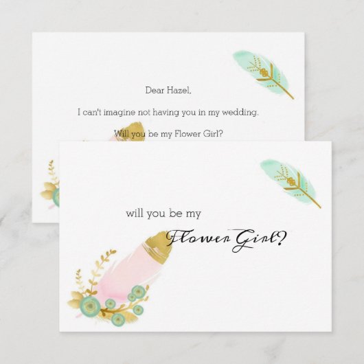 Werden Sie mein Blumenmädchen Boho Pink und Gold F (Vorne/Hinten)