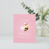 Werden Sie mein Blumenmädchen Bridesmaid Niedlich  Einladung (Stehend Vorderseite)