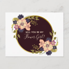 Werden Sie mein Blumenmädchen Burgundy Marsala Flo Einladungspostkarte