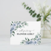 Werden Sie mein Blumenmädchen Dusty Blue Rose Flor Postkarte (Stehend Vorderseite)