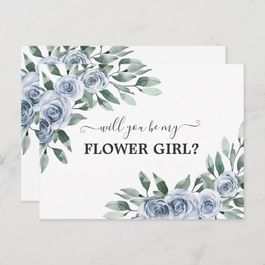 Werden Sie mein Blumenmädchen Dusty Blue Rose Flor Postkarte (Vorne/Hinten)