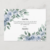 Werden Sie mein Blumenmädchen Dusty Blue Rose Flor Postkarte (Rückseite)