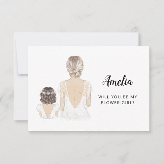 Werden Sie mein Blumenmädchen-Flachbildschirm sein Einladung (Vorderseite)