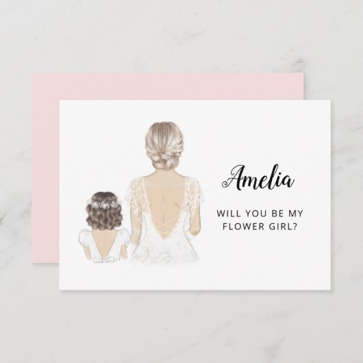 Werden Sie mein Blumenmädchen-Flachbildschirm sein Einladung (Vorne/Hinten)