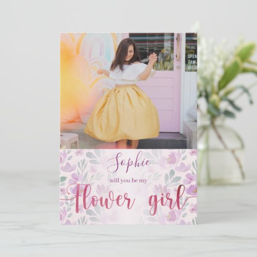 Werden Sie mein Blumenmädchen Floral Aquarell sein (Stehend Vorderseite)