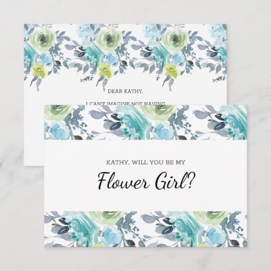 Werden Sie mein Blumenmädchen, hellblau, gelb, grü (Vorne/Hinten)