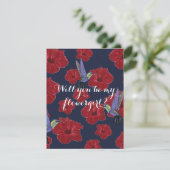 Werden Sie mein Blumenmädchen Hummingbirds Hibisku Einladung (Stehend Vorderseite)