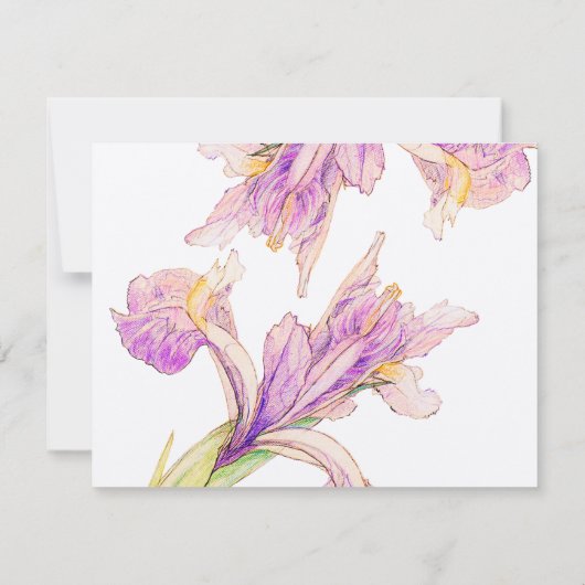 Werden Sie mein Blumenmädchen Lila Iris floral sei Einladung (Rückseite)