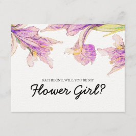 Werden Sie mein Blumenmädchen Lila Iris floral sei Einladung