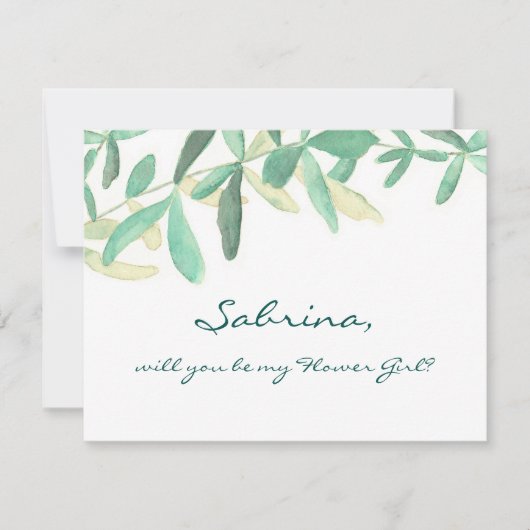 Werden Sie mein Blumenmädchen Modernes Botanisches Einladung (Vorderseite)