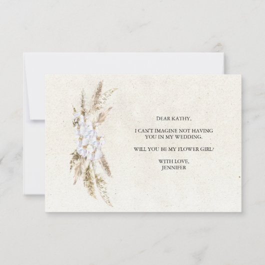 Werden Sie mein Blumenmädchen Pastel Boho neutral  (Rückseite)