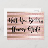 Werden Sie mein Blumenmädchen Rose Gold Glitzer&Fo Postkarte (Vorne/Hinten)