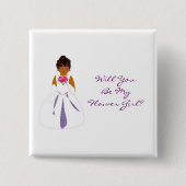 "Werden Sie mein Blumenmädchen sein?" Anpassbar Button (Vorderseite)