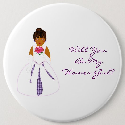 "Werden Sie mein Blumenmädchen sein?" Anpassbar Button (Vorderseite)