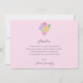 "Werden Sie mein Blumenmädchen sein?" Blumeneinlad Einladung (Rückseite)