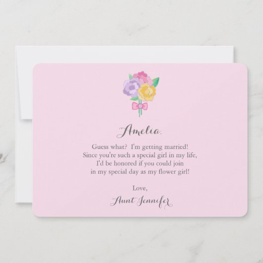 "Werden Sie mein Blumenmädchen sein?" Blumeneinlad Einladung (Rückseite)
