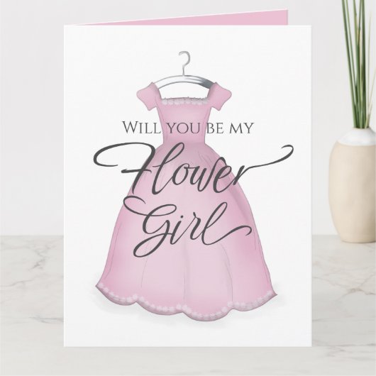 Werden Sie mein Blumenmädchen sein, das rosa Hochz Karte (Vorderseite)