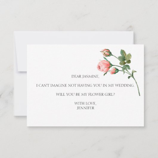 Werden Sie mein Blumenmädchen sein, das rosa Rose  (Rückseite)