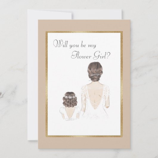 Werden Sie mein Blumenmädchen sein Gold Einladung (Vorderseite)