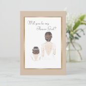 Werden Sie mein Blumenmädchen sein Gold Einladung (Stehend Vorderseite)