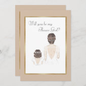 Werden Sie mein Blumenmädchen sein Gold Einladung (Vorne/Hinten)