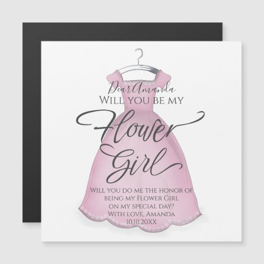 Werden Sie mein Blumenmädchen Vorschlag Magnetic Magnetkarte (Vorne/Hinten)