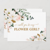 Werden Sie mein Blütenmädchen Blush Pink Floral Go Postkarte (Vorne/Hinten)