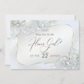 Werden Sie mein Blütenmädchen Icy Blue Shimmer sei Einladung (Vorderseite)